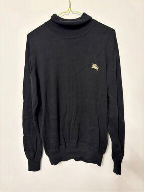 Burberry Equestrian Knight Turtleneck Sweater Men's Black